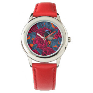 Montre Waratah rouge et brunes
