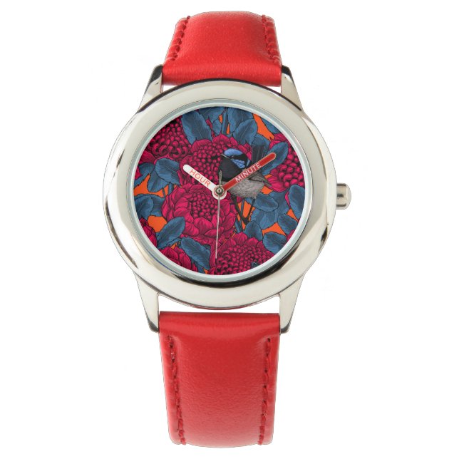 Montre Waratah rouge et brunes (devant)