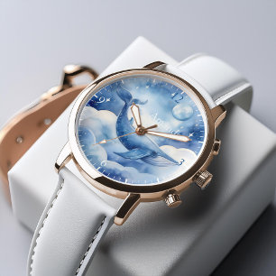 Montre Watercolor Blue Whale Dream Customisé