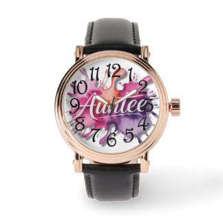 Montre Watercolor Splash with Auntee typography 