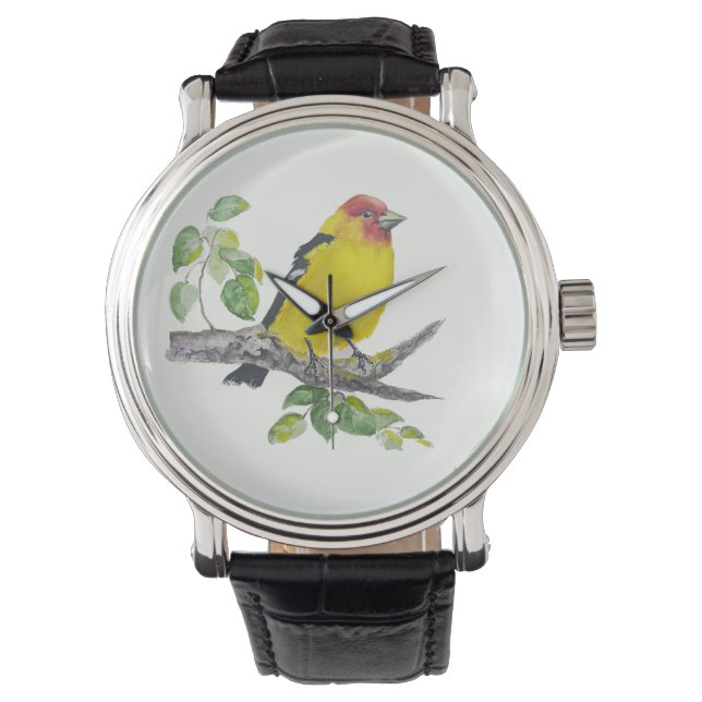 Montre Watercolor Western Tanager Bird Birding Birdwatch (devant)