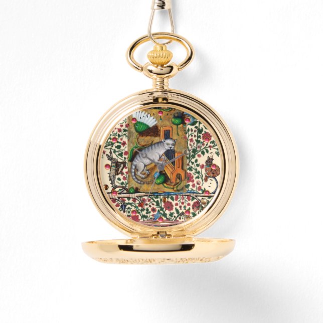 MONTRE WEIRD MÉDIÉVAL BESTIAIRE MUSIQUE, CAT JOUER ORGE (Recto)