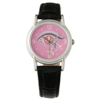 Montre Weirdo Trippy Oeil rose floral psychédélique