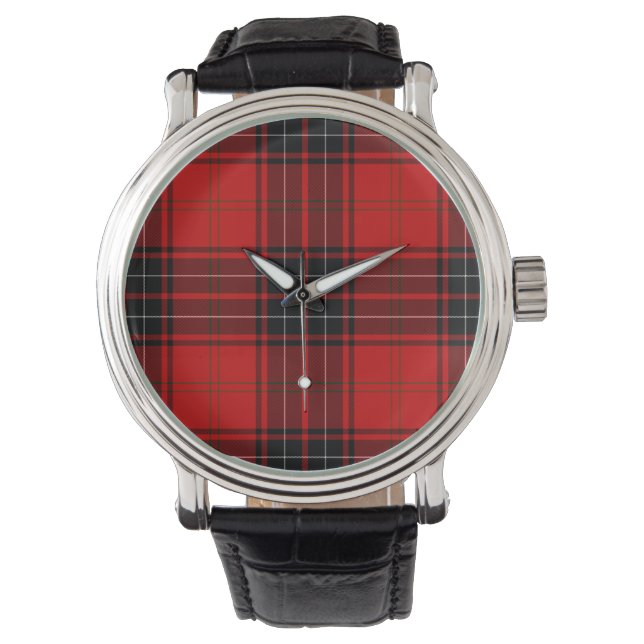 Montre Wemyss tartan rouge noir plaid (devant)