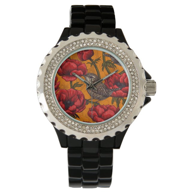 Montre Wens dans un jardin d'anémones rouges (devant)