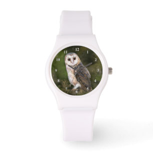 Montre Western Barn Owl - Migned Watercolor Painting Art