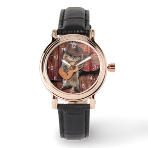 Montre Western Cat cowboy musicien avec guitare