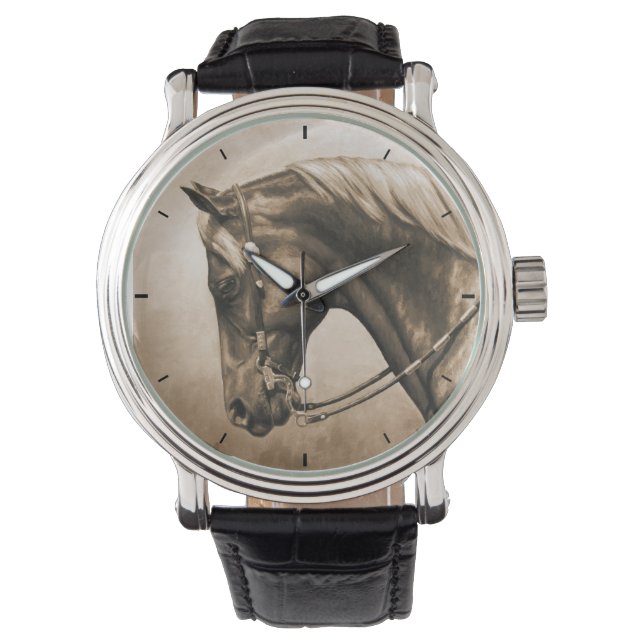 Montre Western Ranch Horse Vieux Photo Sepia (devant)