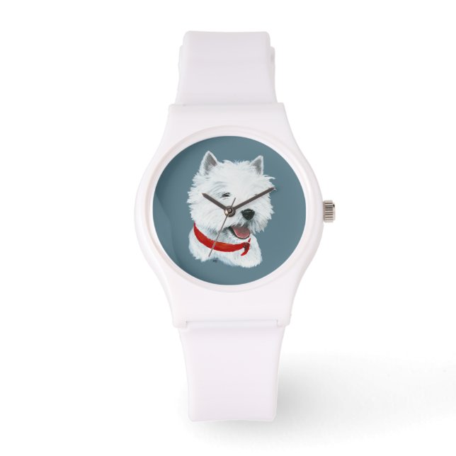 Montre Westie Col blanc rouge (Recto)