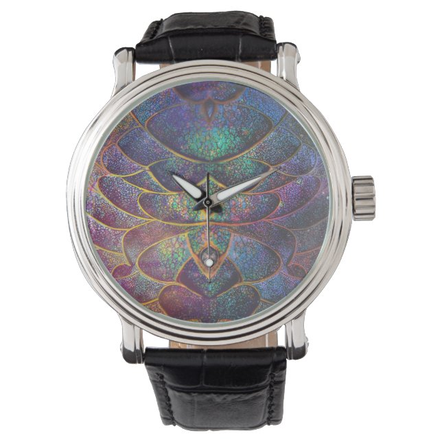 Montre Whimsical Abstract Dragon Scales Cool Fractal Art (devant)