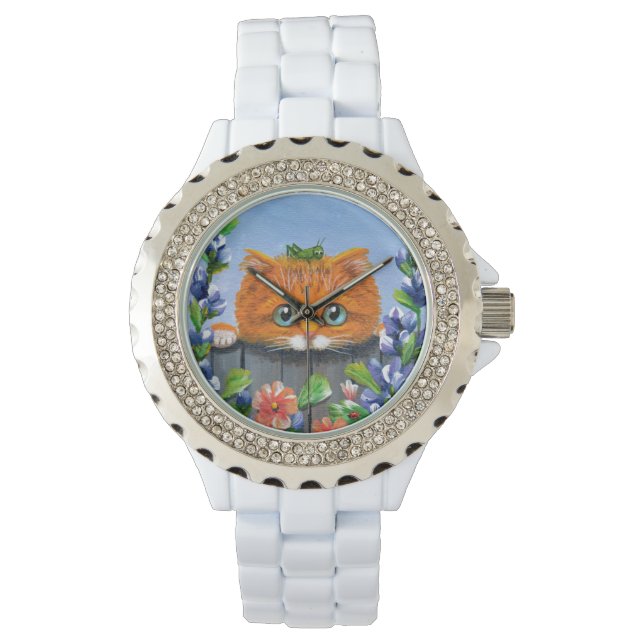 Montre Whimsical Funny Orange Tabby Chat Créationarts (devant)