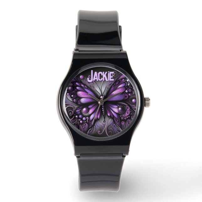 Montre Whimsical Gothic Butterfly Purple Personalized (Recto)