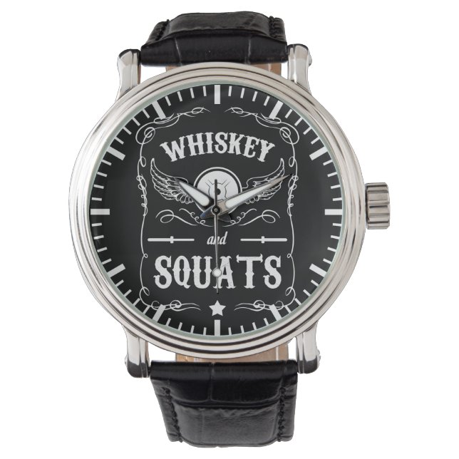 Montre Whiskey et Squats - Motivation "Poids Lifting" (devant)