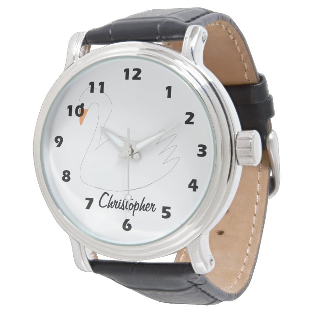 Montre White Swan Design Personalised (Incliné)