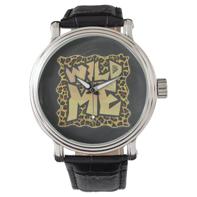 Montre Wild Me Leopard Brown et jaune (devant)