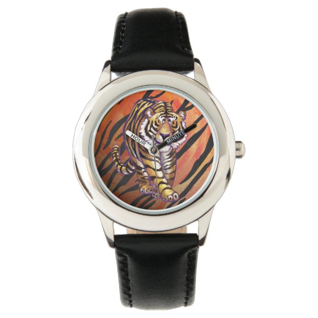 Montre Wild Me Tiger Hot orange et noir (devant)