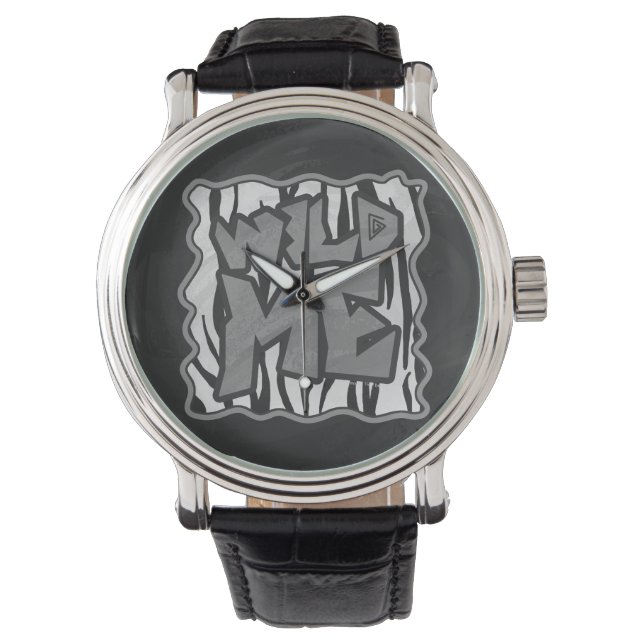 Montre Wild Me Tiger noir et blanc (devant)