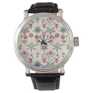 Montre William Morris Daisy Motif floral Orange rouge