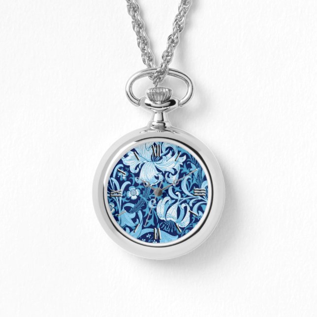 Montre William Morris Iris et Lily, Indigo Blue (Recto)
