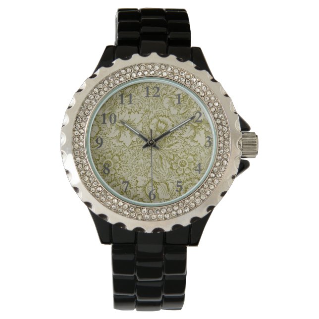 Montre William Morris Poppy Classic Floral Green (devant)