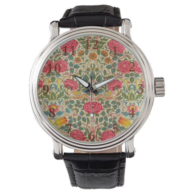 Montre William Morris Rose Floral Chintz rose (devant)