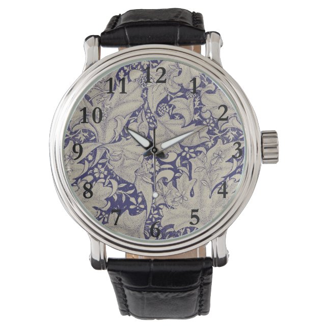 Montre William Morris Wallflower bleu damas floral (devant)