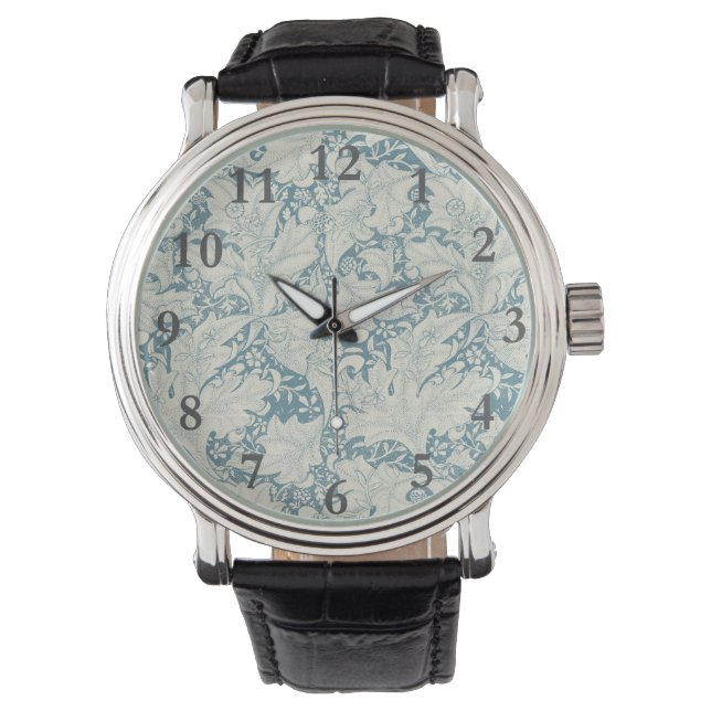 Montre William Morris Wallflower bleu damas floral (devant)