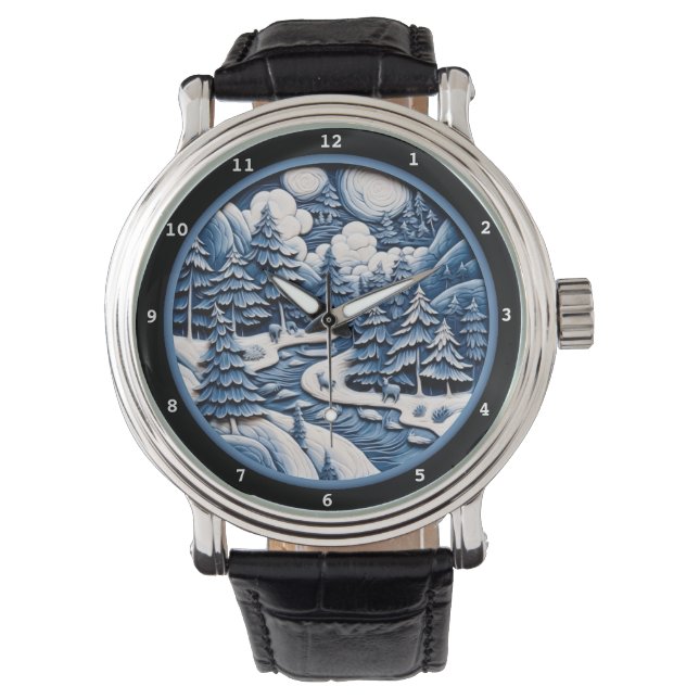 Montre Winter Forest Scene with Wildlife Beauty (devant)