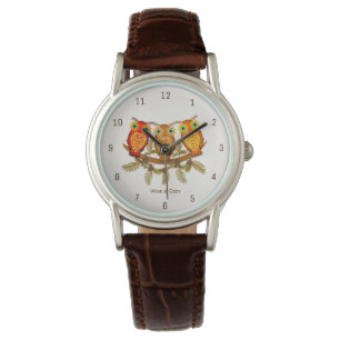 Montre Wise & Cozy – Trois hiboux orange Art