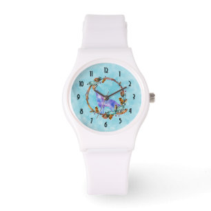 Montre Wolf aquarelle debout dans une couronne de style b