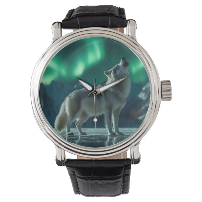 Montre Wolf Howling Under the Northern Lights (devant)