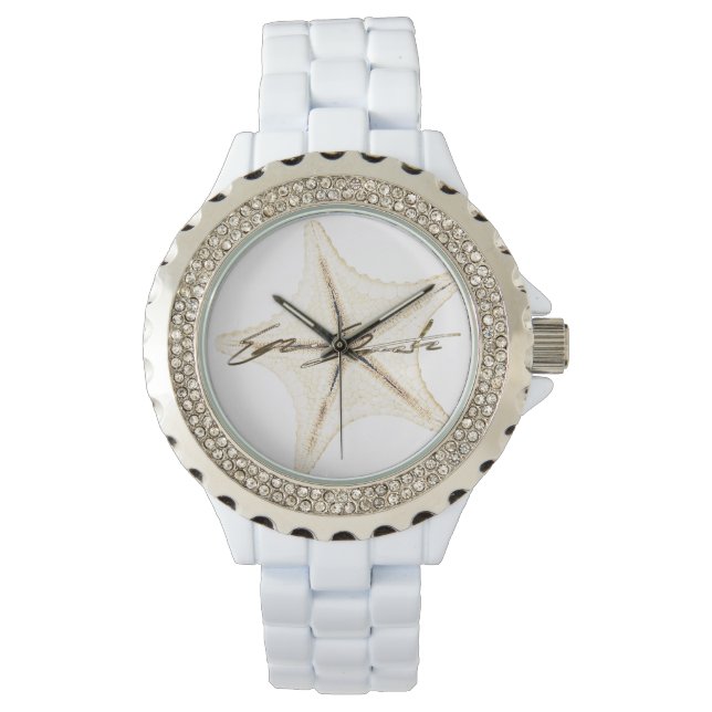 Montre  Women's Rhinestone White Enamel Watch (devant)