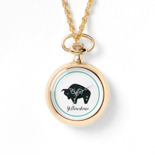 Montre Womens Wraparound Gold Watch Yellowstone Buffalo