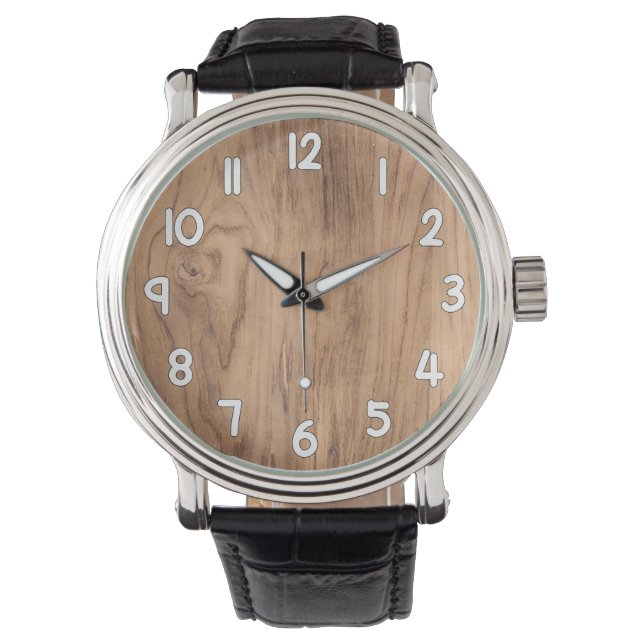 Montre Wood Texture Wrist Watch – Natural Rustic Timepiec (devant)