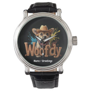 Montre Woofdy Funny Western Cowboy Chien au Texas