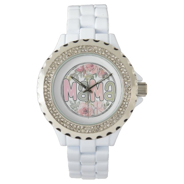 Montre Wrist watch for mom with floral design (devant)