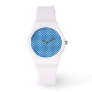 Montre Wristwatch sportif : Aqua, Vert sur Pois Bleus
