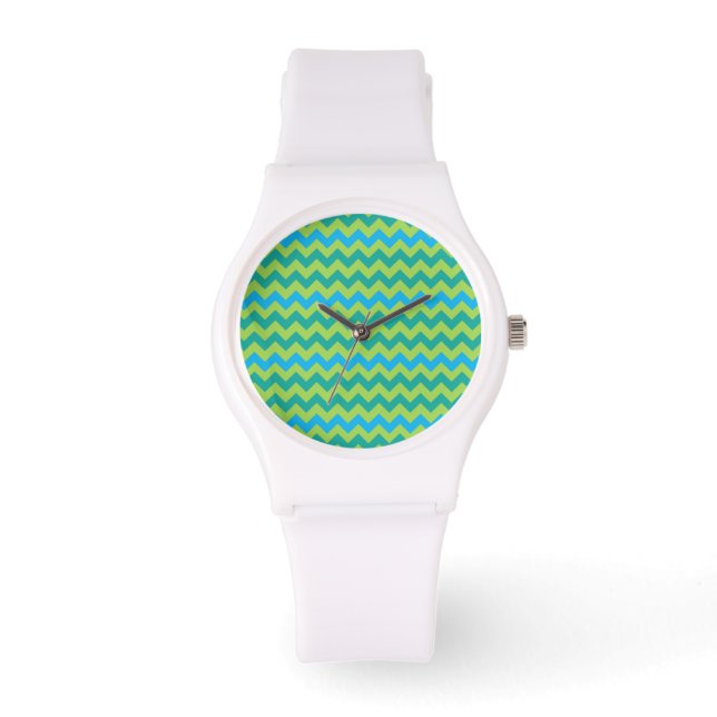 Montre Wristwatch sportif : Chevrons bleu et vert (Recto)