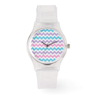 Montre Wristwatch sportif : Rose, Turquoise, Lilac Chevro