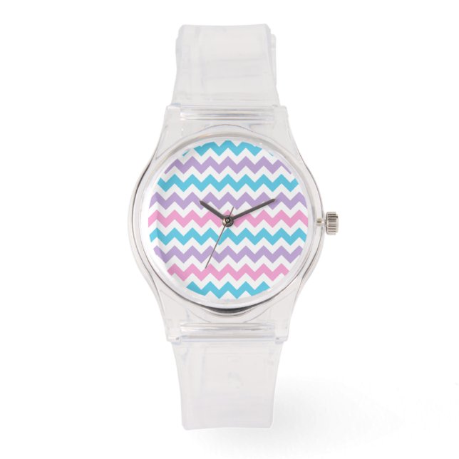 Montre Wristwatch sportif : Rose, Turquoise, Lilac Chevro (Recto)