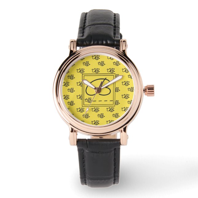 Montre Yellow Summer Bees Monogramme Motif (Recto)
