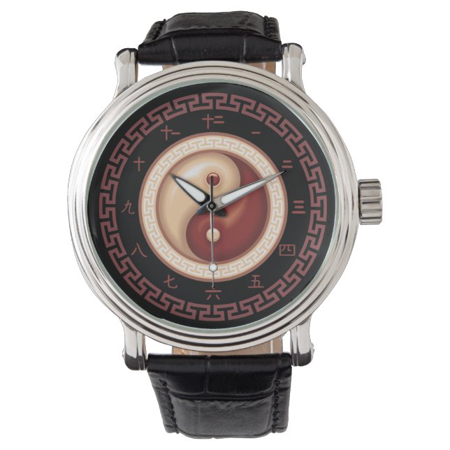 Montre Yin et Yang, chiffres chinois (devant)