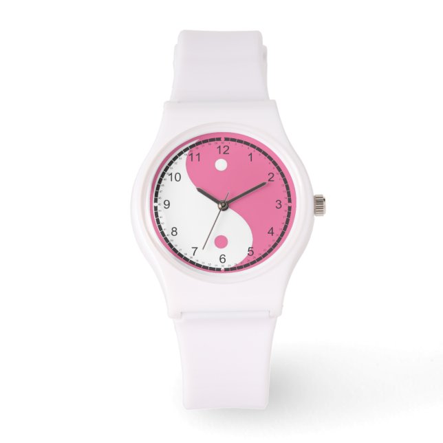 Montre Yin et Yang rose et blanc (Recto)
