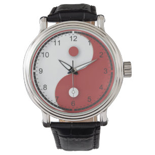 Montre Yin rouge et blanc et Yang