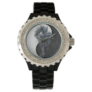 Montre Yin Yang Chinese Dragon Rhinestone Watch