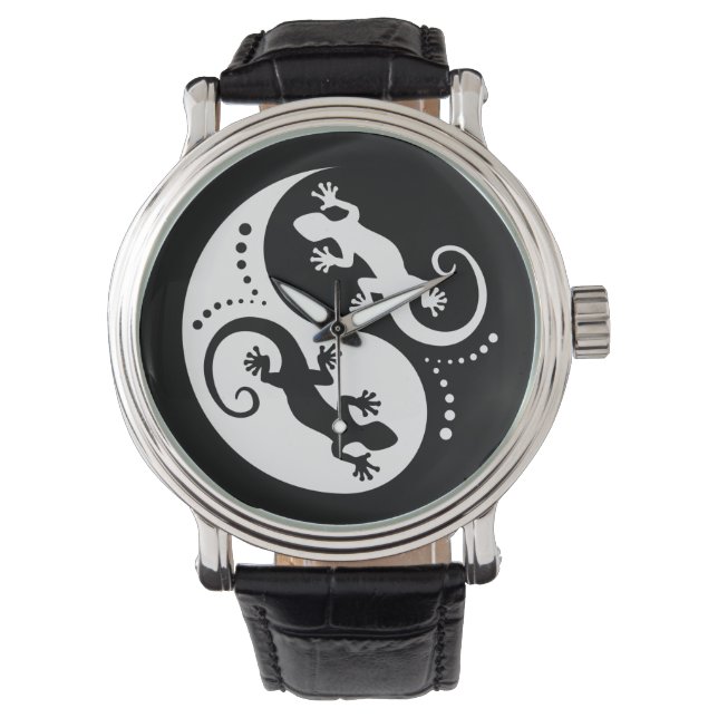 Montre YIN & YANG Geckos white + votre idée (devant)