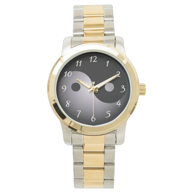 Montre Yin yang noir et blanc (devant)