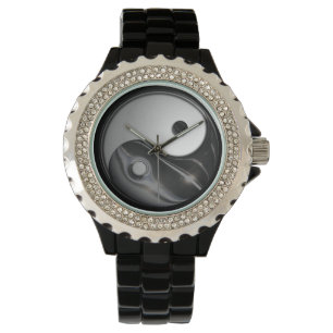 Montre Yin Yang - Noir liquide (personnalisable)