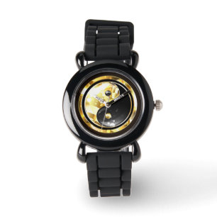Montre Yin Yang or sur noir