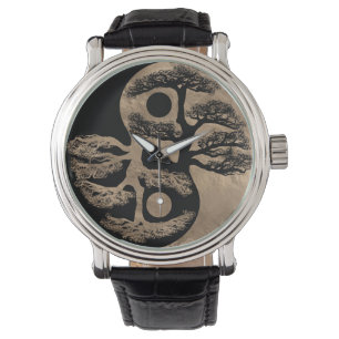 Montre Yin Yang Tree noir et or